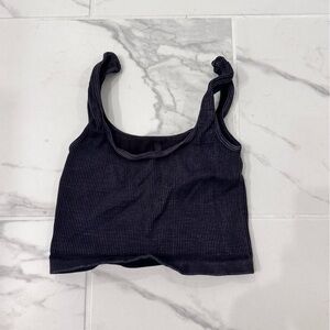 Free People Dark Grey Ribbed Sports Bra